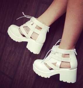 Closed White Chunky Heel sandals