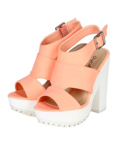 Peach Pink Chunky Heel platform sandals 